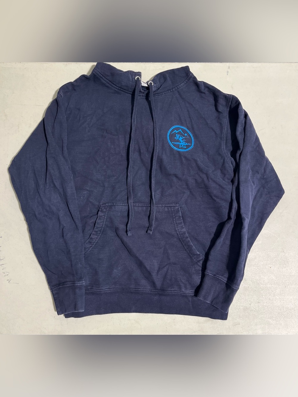 Men's Crewneck Pullover Sweatshirt in Navy with Blue Chest Logo